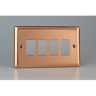 Varilight Urban 4-Gang PowerGrid Plate including Yoke (Twin Plate)  Polished Copper
