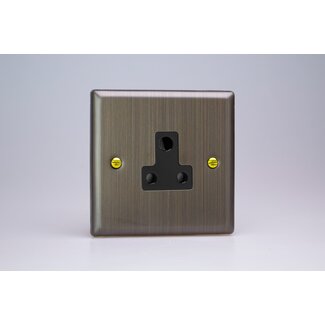 Varilight Urban 1-Gang 5A Round Pin Socket  Black Antique Brass Black