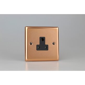 Varilight Urban 1-Gang 5A Round Pin Socket  Black Polished Copper Black Insert