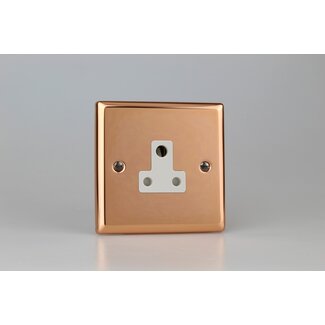 Varilight Urban 1-Gang 5A Round Pin Socket  White Polished Copper White Insert