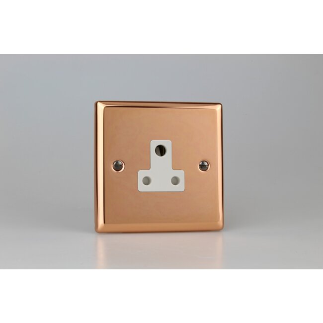 Varilight Urban 1-Gang 5A Round Pin Socket  White Polished Copper White Insert