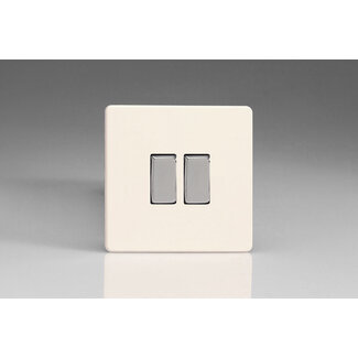 Varilight Screwless 2-Gang 10A 1- or 2-Way Rocker Switch Decorative Chrome Primed Chrome Rockers