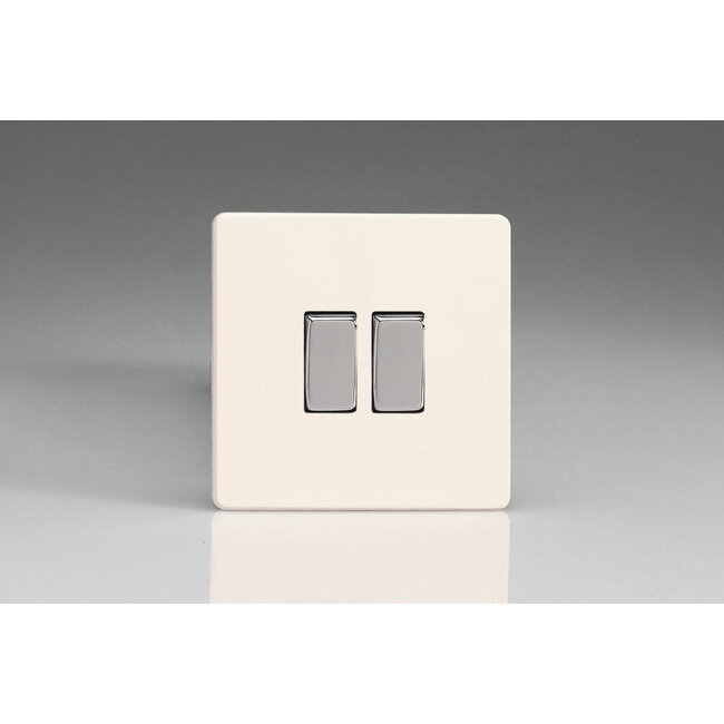 Varilight Screwless 2-Gang 10A 1- or 2-Way Rocker Switch Decorative Chrome Primed Chrome Rockers