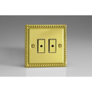 Varilight Classic 2-Gang 1-Way V-Pro Multi-Point Remote/Tactile Touch Control Master LED Dimmer 2 x 0-100W (1-10 LEDs) V-Pro Multi-Point Remote (formerly Eclique2) Georgian Brass Brass Buttons