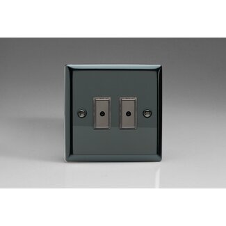 Varilight Classic 2-Gang 1-Way V-Pro Multi-Point Remote/Tactile Touch Control Master LED Dimmer 2 x 0-100W (1-10 LEDs) V-Pro Multi-Point Remote (formerly Eclique2) Iridium Iridium Buttons