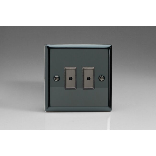 Varilight Classic 2-Gang 1-Way V-Pro Multi-Point Remote/Tactile Touch Control Master LED Dimmer 2 x 0-100W (1-10 LEDs) V-Pro Multi-Point Remote (formerly Eclique2) Iridium Iridium Buttons