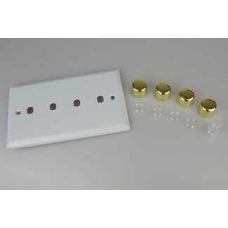 Varilight Vogue 4-Gang Matrix Kit For Rotary Dimmers (Twin Plate)  Matrix Matt White Polished Brass