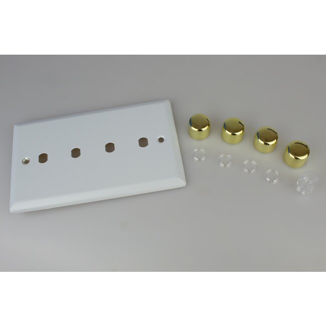 Varilight Vogue 4-Gang Matrix Kit For Rotary Dimmers (Twin Plate)  Matrix Matt White Polished Brass