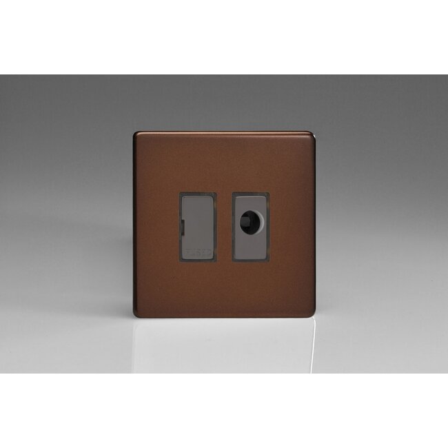 Varilight Screwless 13A Unswitched Fused Spur + Flex Outlet with Metal Inserts Decorative Mocha Iridium Inserts