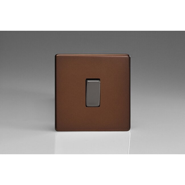 Varilight Screwless 1-Gang 10A 1-Way Push-to-Make Retractive Momentary Switch Decorative Mocha Iridium Button