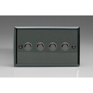 Varilight Classic 4-Gang 6A 1- or 2-Way Push-On/Off Impulse Switch (Twin Plate) Decorative Iridium Iridium Buttons