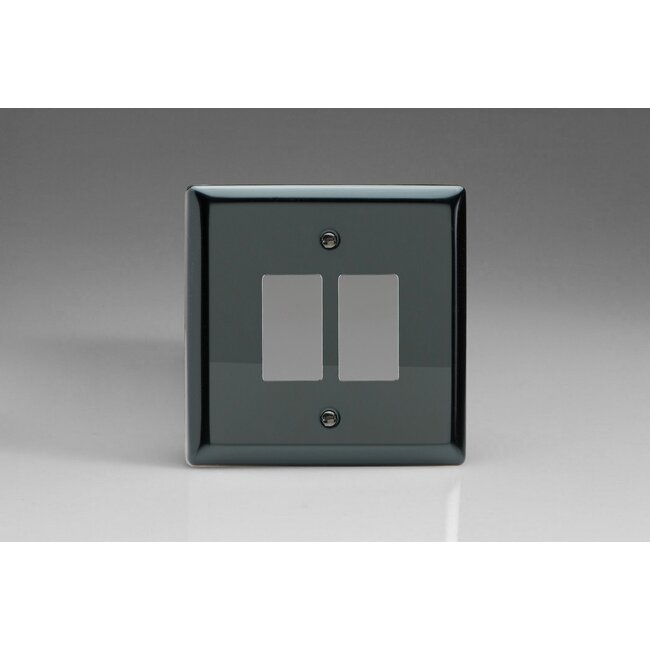 Varilight Classic 2-Gang PowerGrid Plate including Yoke (Single Plate)  Iridium