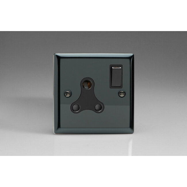 Varilight Classic 1-Gang 15A Round Pin Socket  Black Iridium Black Insert