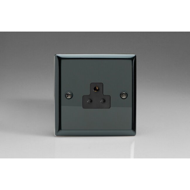 Varilight Classic 1-Gang 2A Round Pin Socket Black Iridium Black Insert
