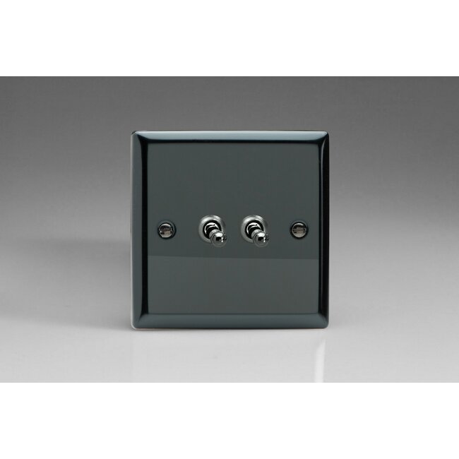 Varilight Classic 2-Gang 10A 1- or 2-Way Toggle Switch Decorative Iridium Iridium Toggles