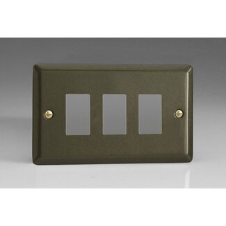 Varilight Classic 3-Gang PowerGrid Plate including Yoke (Twin Plate)  Graphite 21