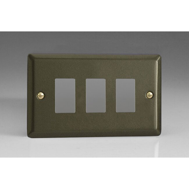 Varilight Classic 3-Gang PowerGrid Plate including Yoke (Twin Plate)  Graphite 21