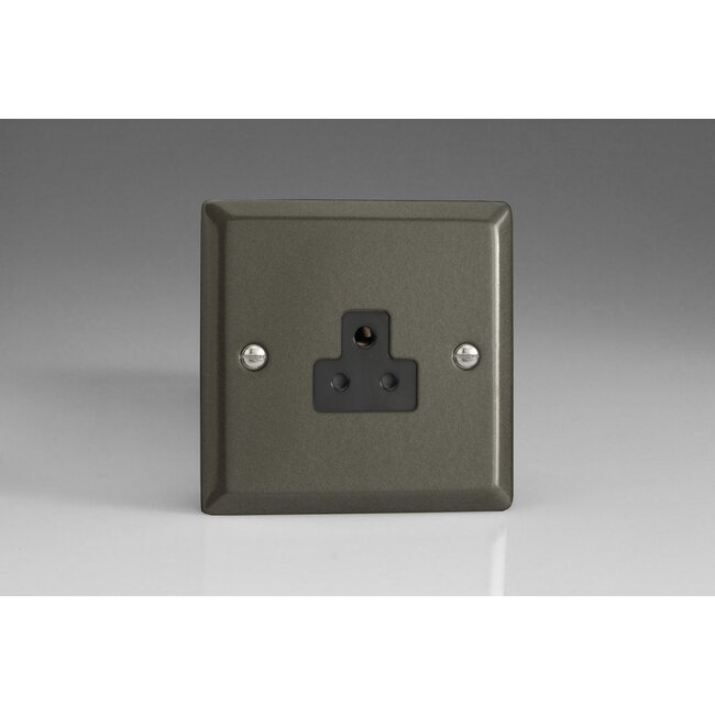 Varilight Classic 1-Gang 2A Round Pin Socket Black Graphite 21 Black Insert