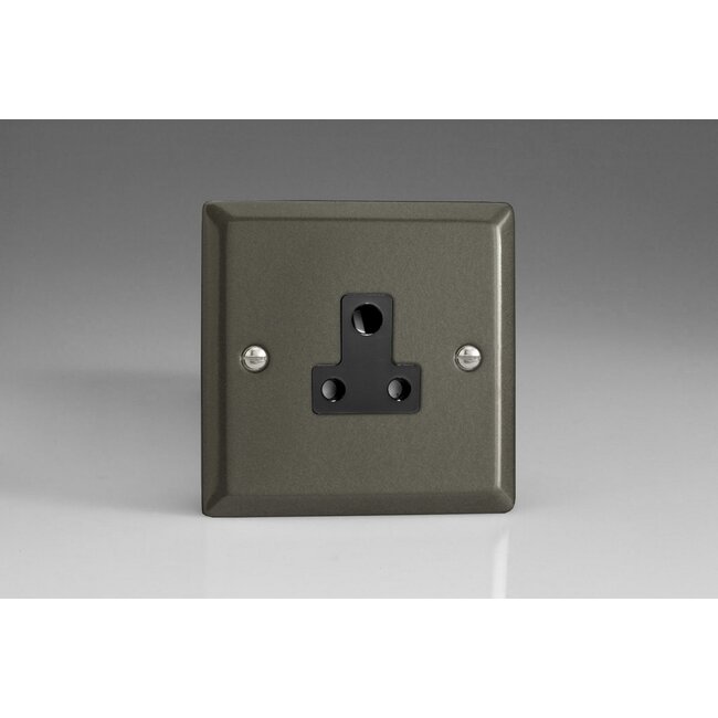 Varilight Classic 1-Gang 5A Round Pin Socket  Black Graphite 21 Black Insert