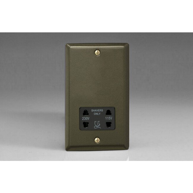 Varilight Classic Dual Voltage Shaver Socket 230V/115V Black Graphite 21 Black Insert