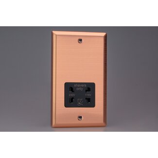 Varilight Urban Dual Voltage Shaver Socket 230V/115V Black Brushed Copper Black Insert