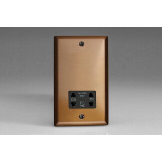 Varilight Urban Dual Voltage Shaver Socket 230V/115V Black Brushed Bronze Black Insert