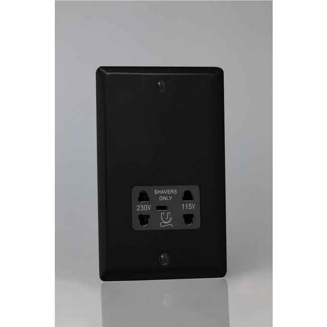 Varilight Urban/Vogue Dual Voltage Shaver Socket 230V/115V Black Matt Black Black Insert