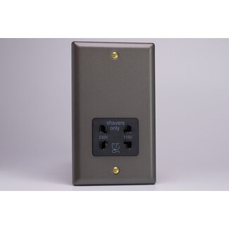 Varilight Vogue Dual Voltage Shaver Socket 240V/115V 240V/115V Black Slate Black