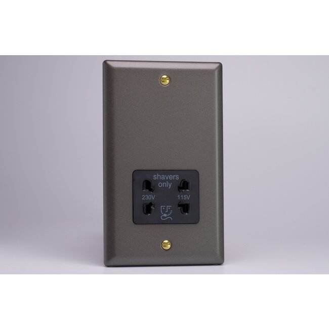Varilight Vogue Dual Voltage Shaver Socket 240V/115V 240V/115V Black Slate Black