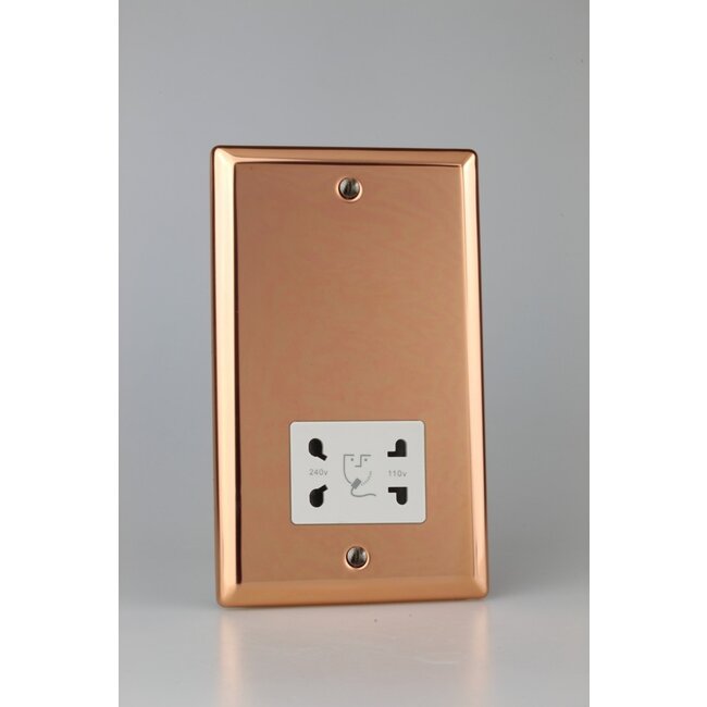 Varilight Urban Dual Voltage Shaver Socket 230V/115V White Polished Copper White Insert