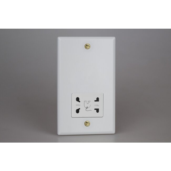 Varilight Vogue Dual Voltage Shaver Socket 230V/115V White Matt White White