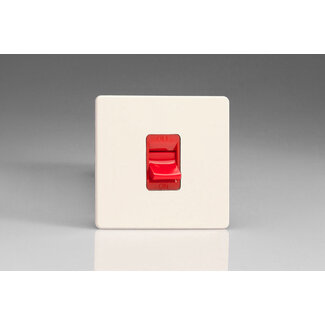 Varilight Screwless 45A Cooker Switch (Single Plate, Red Rocker) Red Primed Red Insert