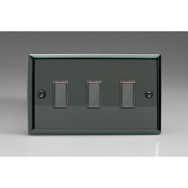 Varilight Classic 3-Gang Tactile Touch Control Dimming Supplementary Controller for use with Multi-Point (formerly Eclique2) Master on 2-Way Circuits (Twin Plate) V-Pro Multi-Point (formerly Eclique2) Iridium Iridium Buttons