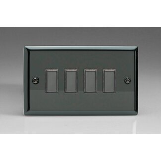 Varilight Classic 4-Gang Tactile Touch Control Dimming Supplementary Controller for use with Multi-Point (formerly Eclique2) Master on 2-Way Circuits (Twin Plate) V-Pro Multi-Point (formerly Eclique2) Iridium Iridium Buttons