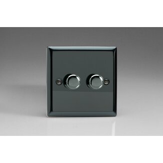 Varilight Classic 2-Gang 2-Way Push-On/Off Rotary LED Dimmer 2 x 0-120W (1-10 LEDs) V-Pro Iridium Iridium Knobs