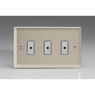 Varilight Classic 3-Gang 1-Way V-Pro Multi-Point Remote/Tactile Touch Control Master LED Dimmer 3 x 0-100W (1-10 LEDs) (Twin Plate) V-Pro Multi-Point Remote (formerly Eclique2) Satin Chrome Buttons