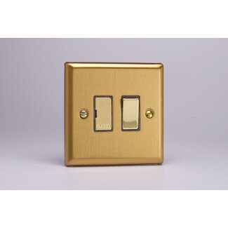 Varilight Classic 13A Switched Fused Spur with Metal Inserts Decorative Brushed Brass Brass Inserts