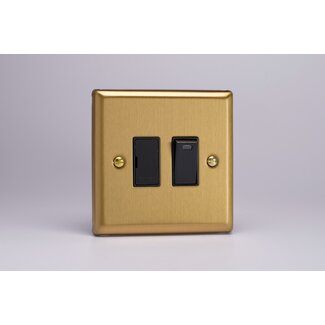 Varilight Classic 13A Switched Fused Spur + Neon  Black Brushed Brass Black Inserts