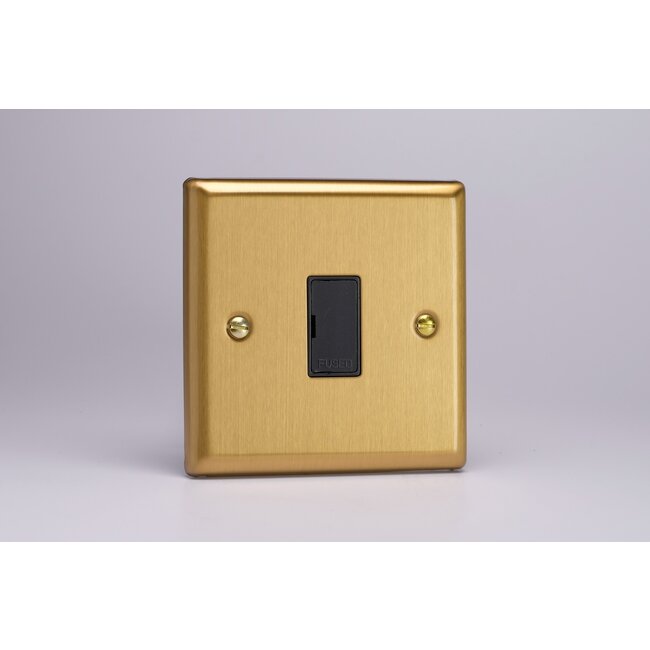 Varilight Classic 13A Unswitched Fused Spur Black Brushed Brass Black Inserts