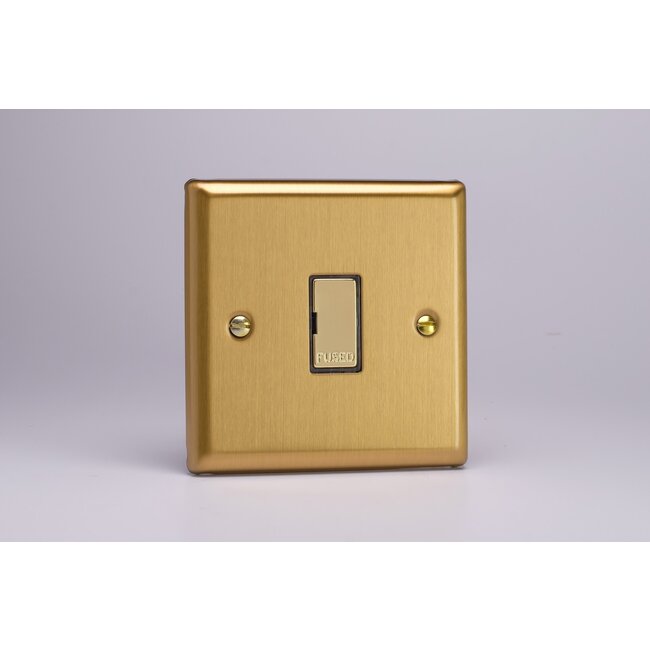 Varilight Classic 13A Unswitched Fused Spur with Metal Inserts Decorative Brushed Brass Brass Inserts
