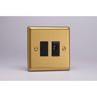 Varilight Classic 13A Unswitched Fused Spur + Flex Outlet Black Brushed Brass Black Inserts
