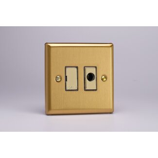 Varilight Classic 13A Unswitched Fused Spur + Flex Outlet with Metal Inserts Decorative Brushed Brass Brass Inserts