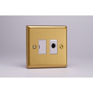 Varilight Classic 13A Unswitched Fused Spur + Flex Outlet White Brushed Brass White Inserts