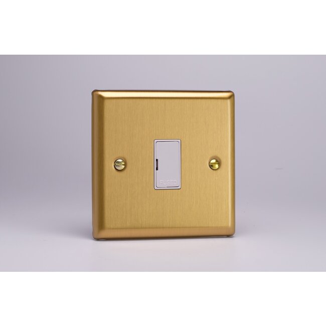 Varilight Classic 13A Unswitched Fused Spur White Brushed Brass White Inserts