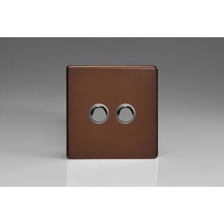 Varilight Screwless 2-Gang 6A 1- or 2-Way Push-On/Off Impulse Switch Decorative Mocha Iridium Buttons