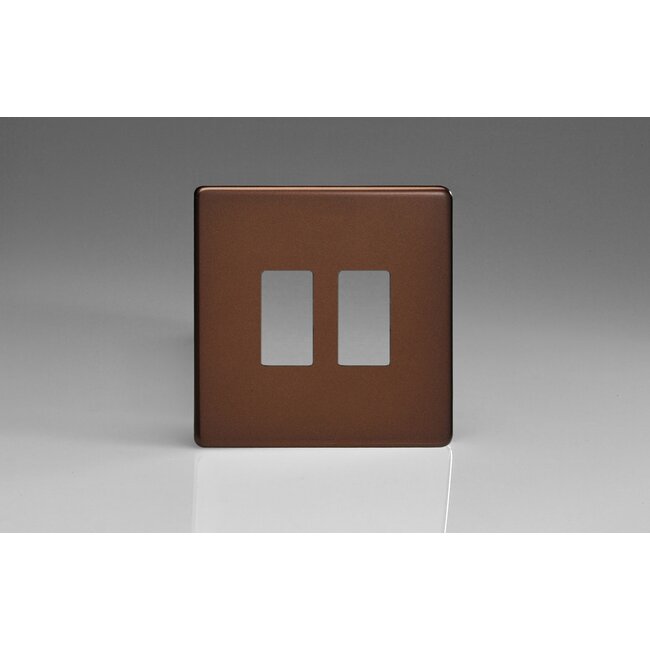 Varilight Screwless 2-Gang Screwless PowerGrid Plate including Yoke (Single Plate)  Mocha