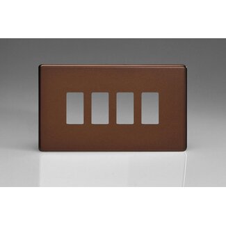 Varilight Screwless 4-Gang Screwless PowerGrid Plate including Yoke (Twin Plate)  Mocha