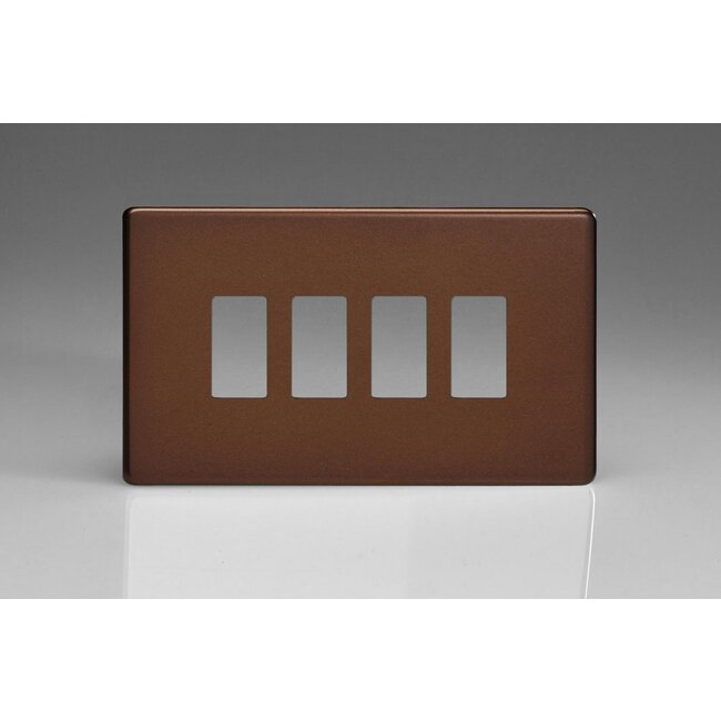 Varilight Screwless 4-Gang Screwless PowerGrid Plate including Yoke (Twin Plate)  Mocha
