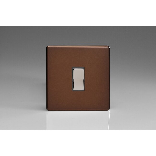 Varilight Screwless 1-Gang 10A 2-Way & Off Retractive Switch Decorative Mocha Iridium Button