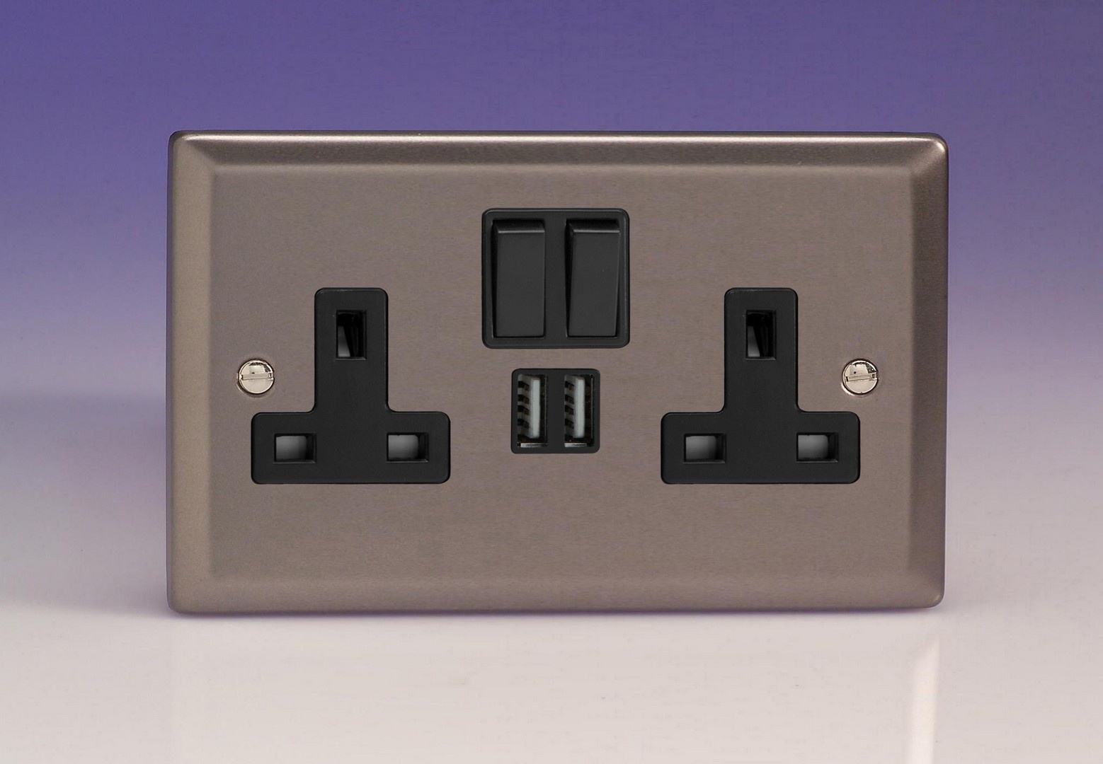 Varilight Classic 2-Gang 13A Single Pole Switched Socket + 2x5V DC ...